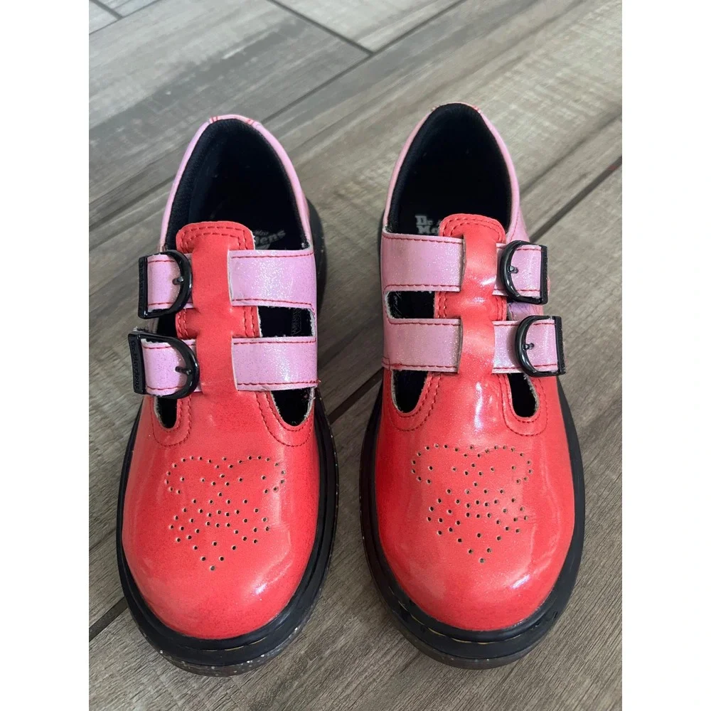 Dr. Martens 8065 Junior Pink Ombre Glitter  Mary Jane Shoes Girls Size 2